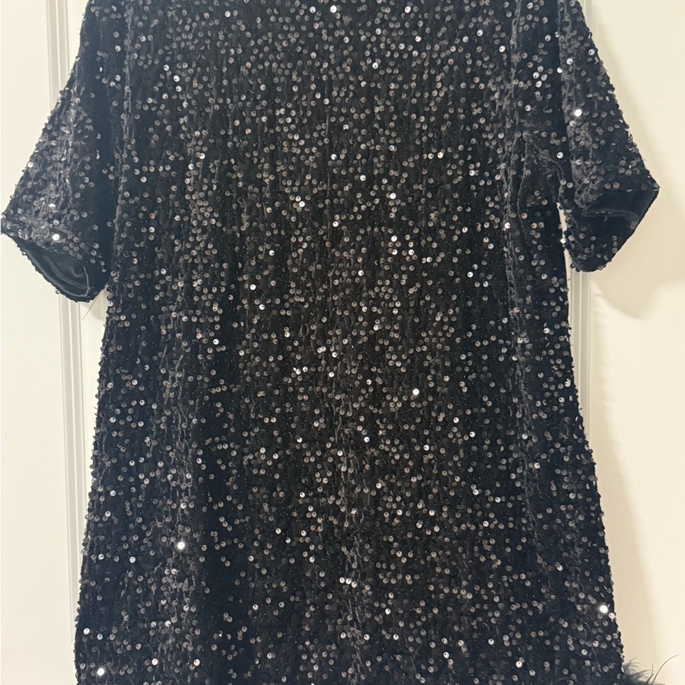Fashion Nova Black Sequin Short Sleeve Dress